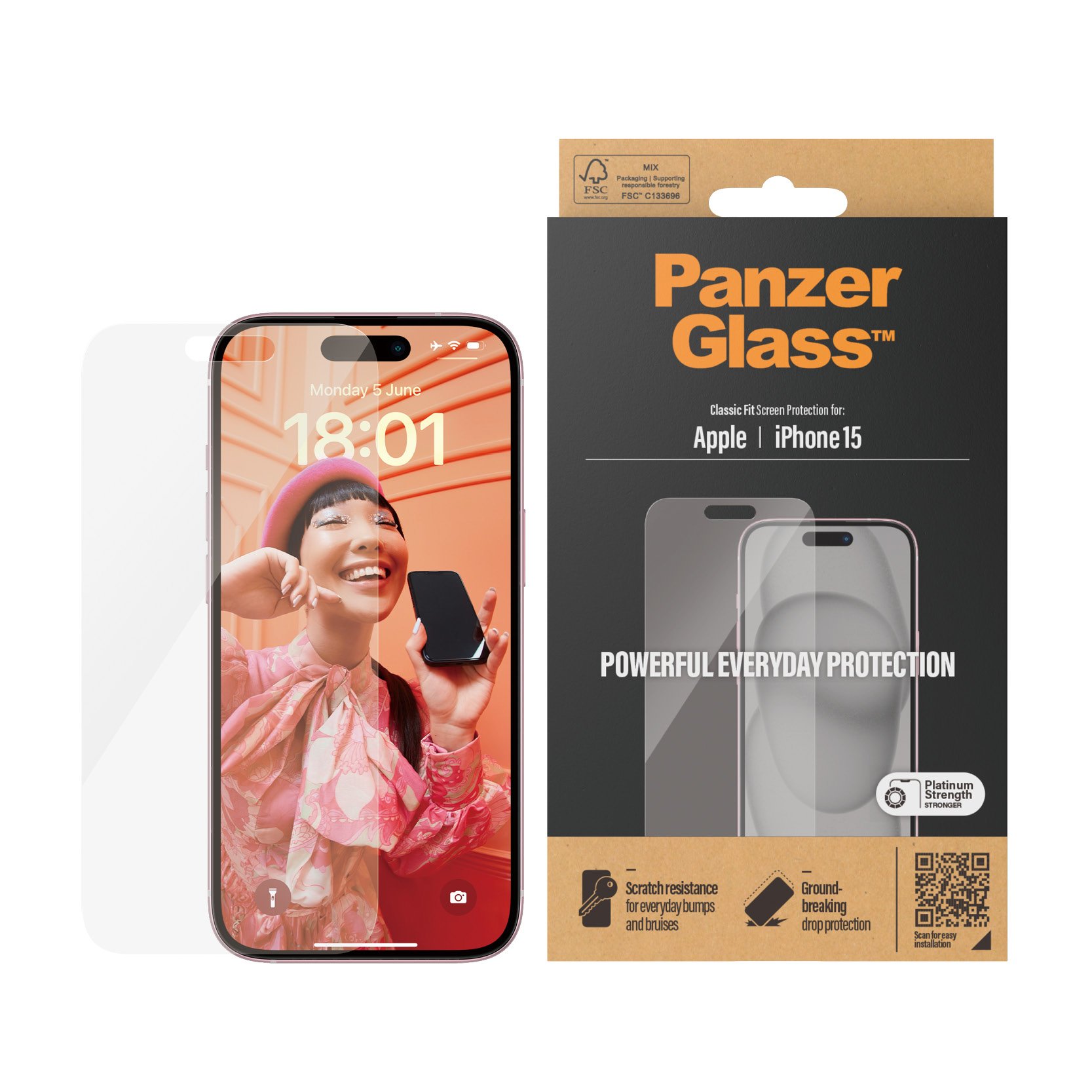 ™ | Skærmbeskyttelse   Classic Fit | Apple Iphone 15 fra Panzerglass